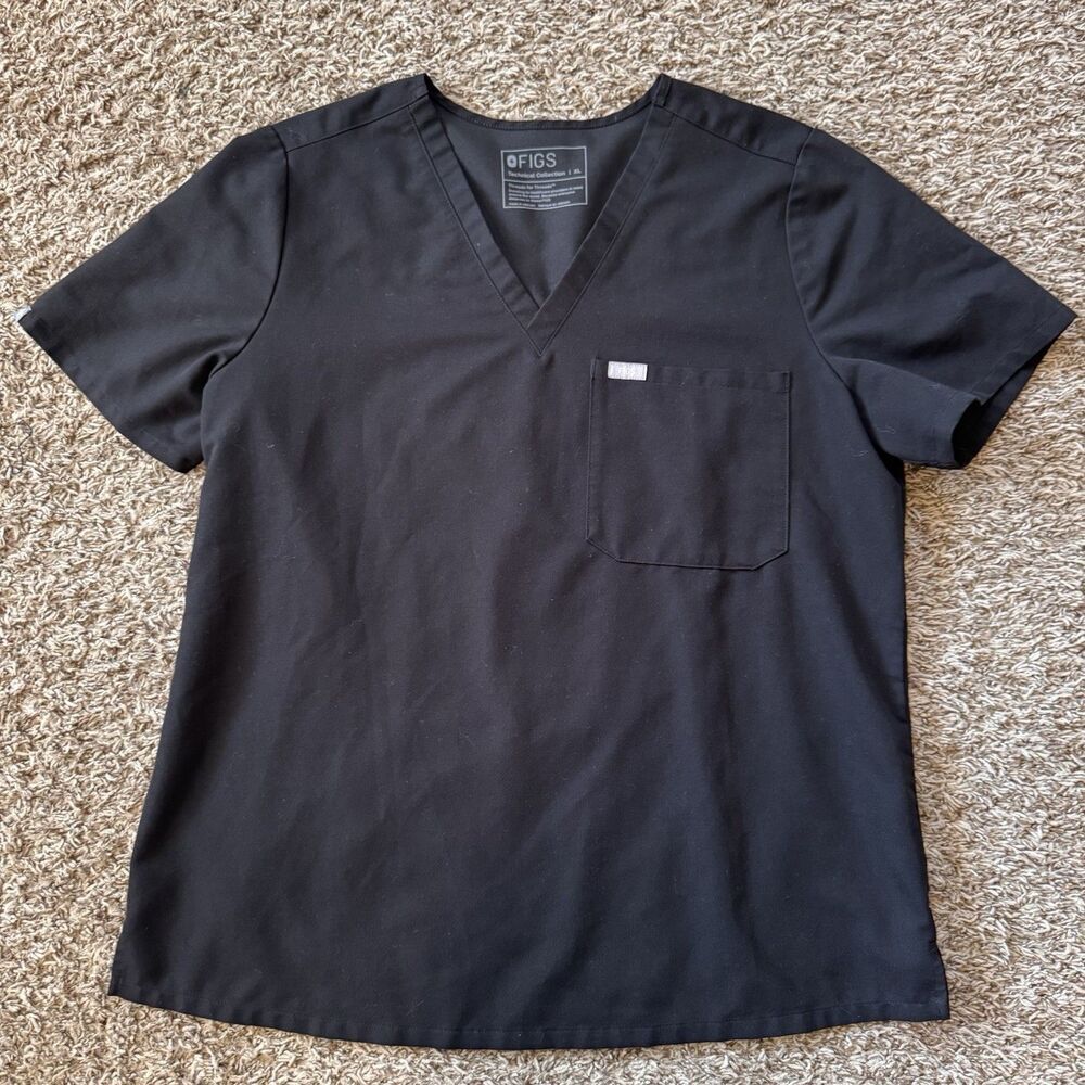 FIGS Technical Collection Catarina Scrub Top Black Womens XL FW1000 PO#2263